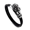 Buy cheap Man's leather bracelet man's stainless steel skull magnetic clasp bracelet from wholesalers