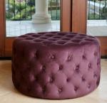 Elegant round vintage wooden tufted foot rest ottoman stool event wedding