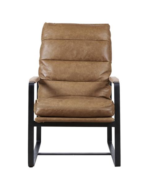 Buy cheap Light Brown Leather Upholstered Chair , Modern Leisure Chair Thick Steel Frame from wholesalers