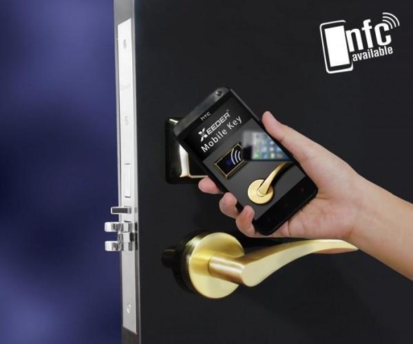 Buy cheap Rfid Hotel Electronic Door Locks L9106 / 9206-NFC Copper Plus Mirror Polish from wholesalers