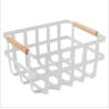 Buy cheap White Long Rectangle Iron Storage Baskets With Wooden Handles from wholesalers