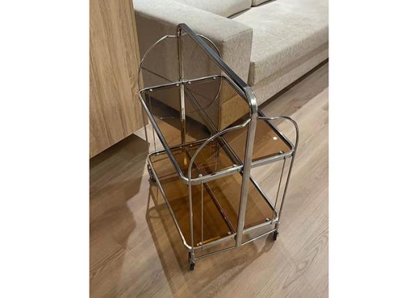 Buy cheap Brown Deluxe Foldable Push Cart Removable Restaurant Serving Carts On Wheels from wholesalers