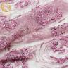 Buy cheap Wedding Dress Pink Heavy Beaded Lace Fabric Customized 20% Polyester from wholesalers