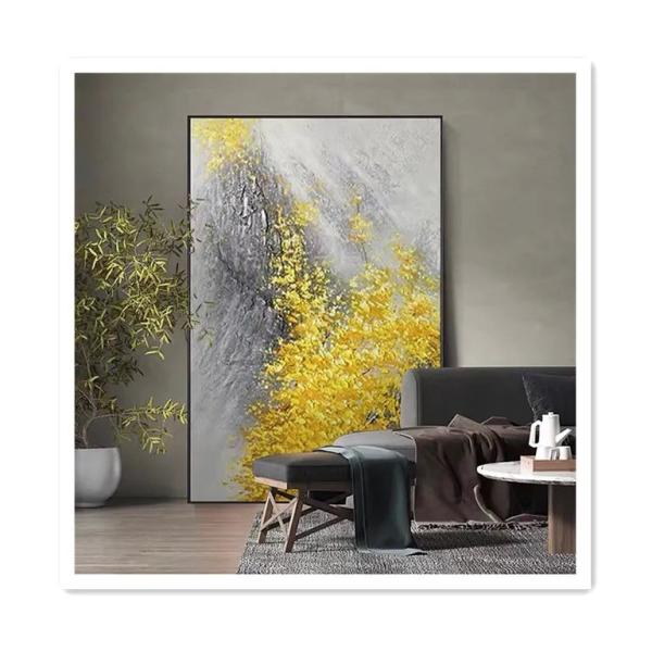 Buy cheap Hand Painted Modern Abstract Landscape Fortune Golden Leaf Texture Oil Painting for Home Decoration Medium Oil NO Frame from wholesalers