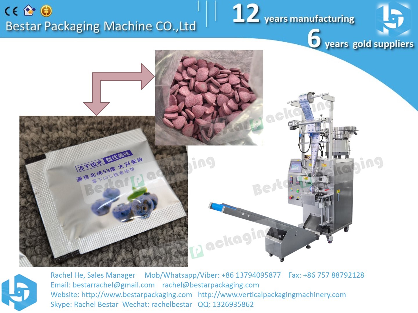 Packing machine for 3 side sealing bag with counting suitable for pills tablets packaging