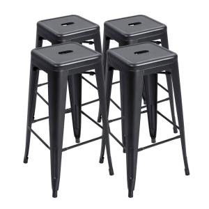 China Iron High Foot Bar Chair Industrial Stackable Bar Stool Black Seater on sale