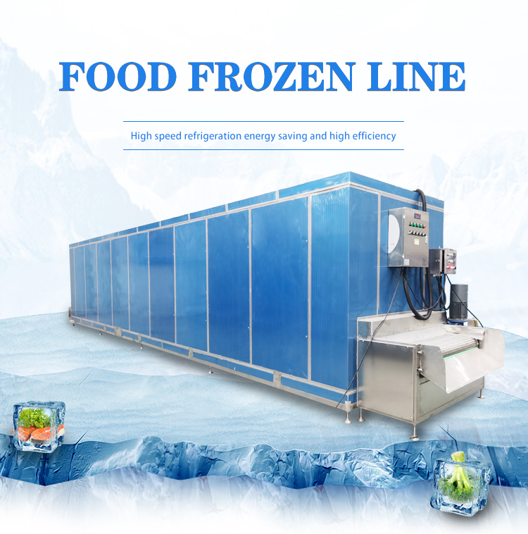 Frozen Vegetables Processing Line Belt IQF Freezer With Stainless Steel 304 1000kg/H