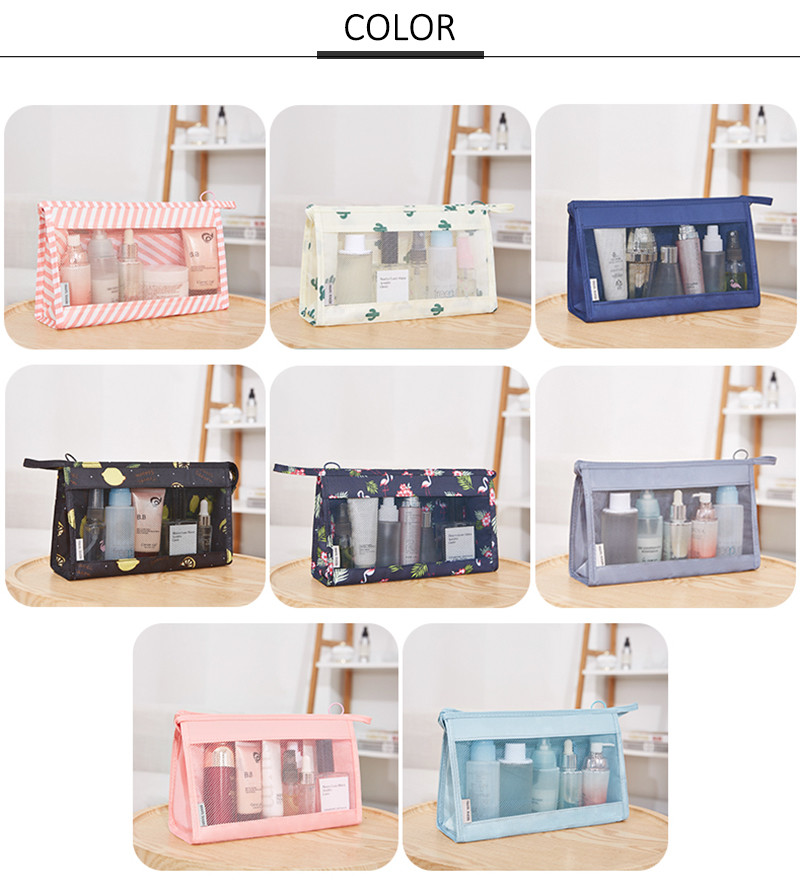 See Through Mesh Makeup Travel Pouch With Zipper
