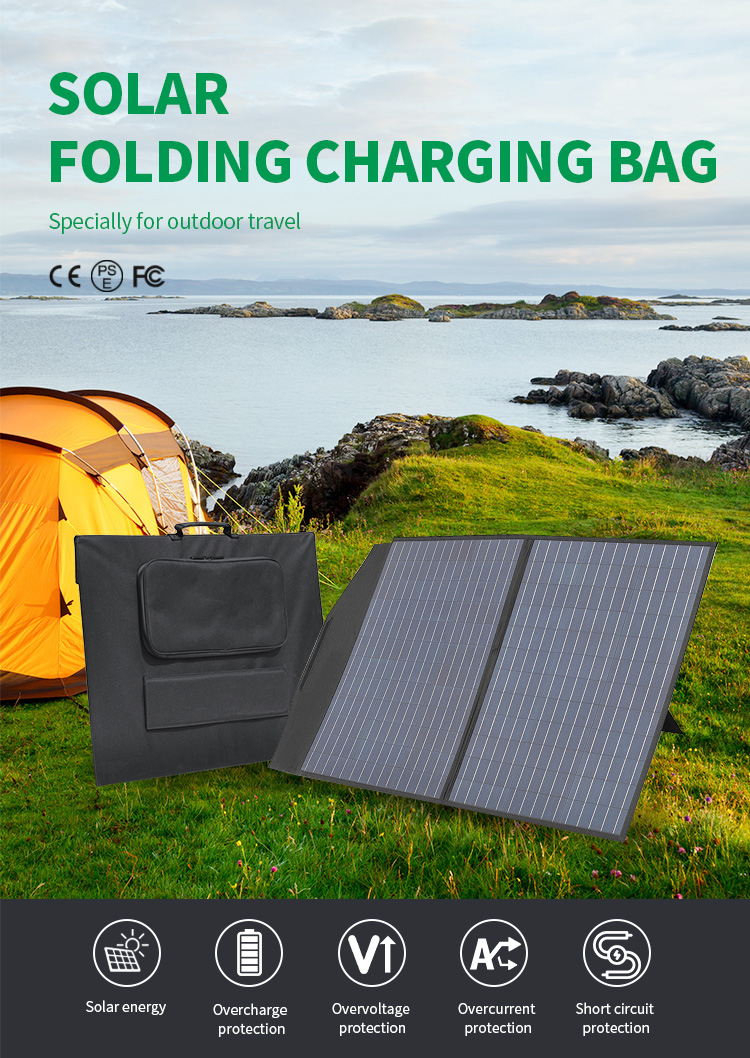 Folding Solar Powered Panel 100w For Outdoor Portable Power Station