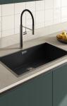 Tailored Green PET Kitchen Cabinets With Wood Grain Storage Cabinet