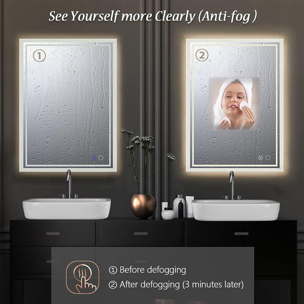 DC12V 12W Muti-function Split Two Buttons Middle Display Time Touch Sensor Switch for Mirrors