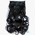 Black Curly Synthetic Clip In Hair Extensions Human Hair Wefts