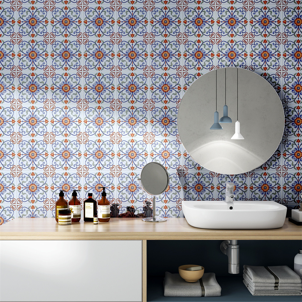 Red And White 20x20cm Encaustic Ceramic Rustic Tiles For Bathroom And Indoor Floor Tile For Kitchen