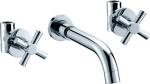 Ceramic Cartridge Wall Mount Bathroom Sink Faucet with Two Handles , Basin