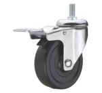medium duty 4" swivel black rubber caster, soft rubber castor swivel