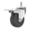 Buy cheap medium duty 4" threaded stem black rubber caster, screw soft rubber castor from wholesalers