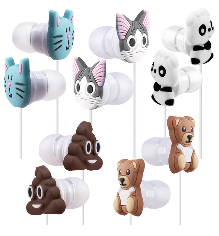 PVC Customized Promotional Gifts Cartoon Unicorn Earphone Wired Stereo Animal Shaped