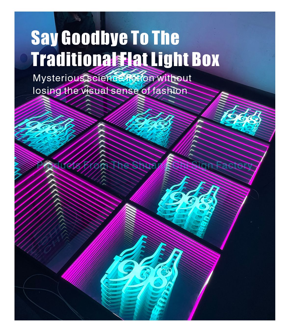 Indoor Outdoor Customization Technological Light and Shadow Infinity Floor Neon Mirror