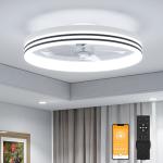 20 Inch 5 Blades 6 Wind Speeds Smart Low Profile Ceiling Fan Lights Flush Mount