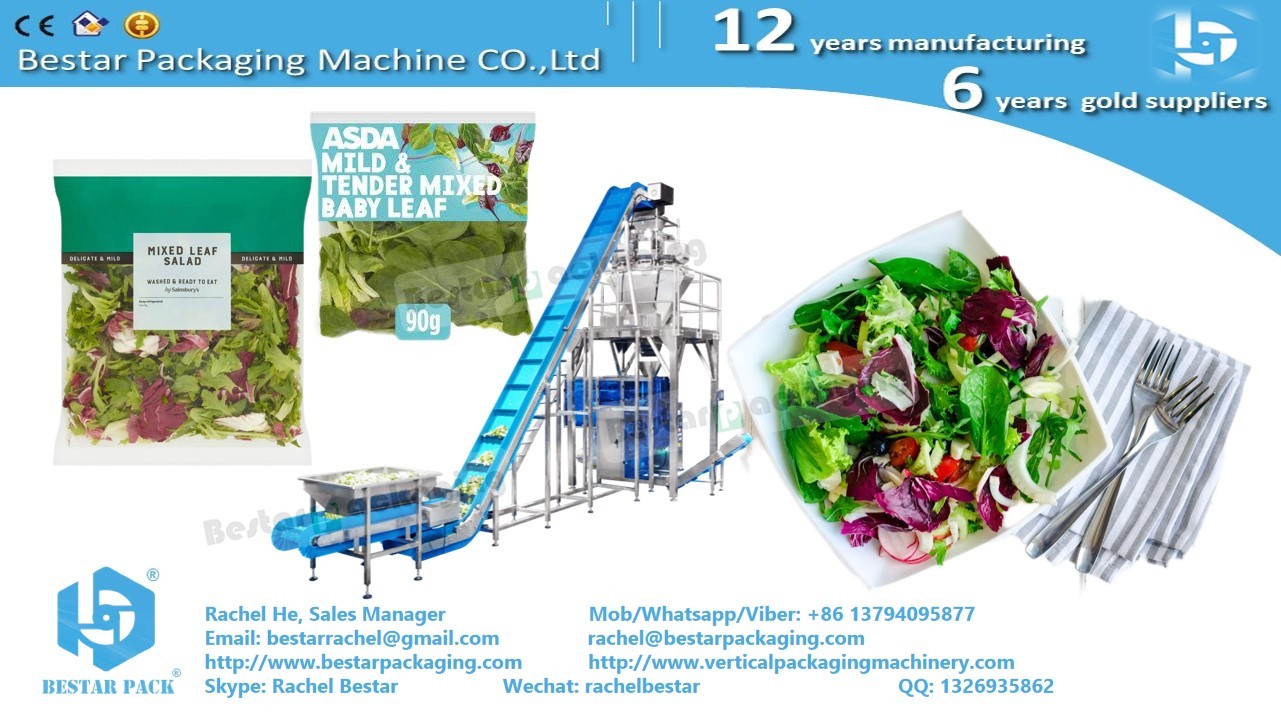 Mixing salad leafy vegetables automatic weighing and pouch packaging machine