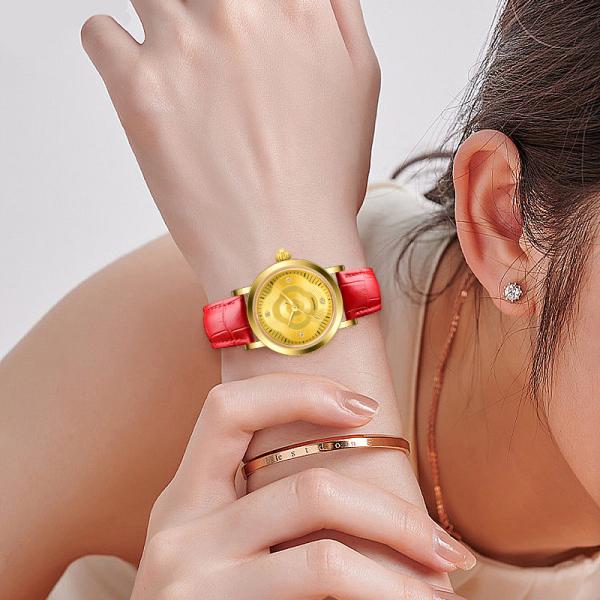 Buy cheap Custom Luxury Genuine Leather Golden Stainless Steel Quartz Watch For Ladies from wholesalers