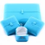 Sky Blue Velvet Hanhong Custom Logo Jewelry Packaging Box for Bracelet Earrings