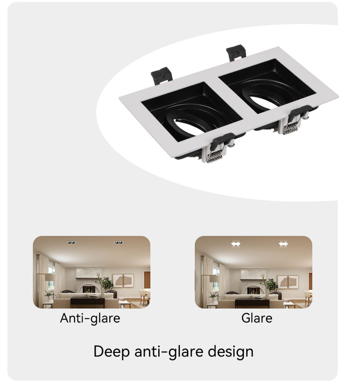 Dual-head GU10 MR16 Commercial Adjustable Recessed Spotlight Downlight Frame