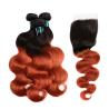 Buy cheap Ombre Hair Bundles Lace Closure Professional 1B/350 Two Tone Golden Blonde Brazilian Body Wave Human Hair from wholesalers