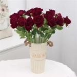Realistic Single Stem Artificial Flower Rose for Wedding Party Home Centerpiece