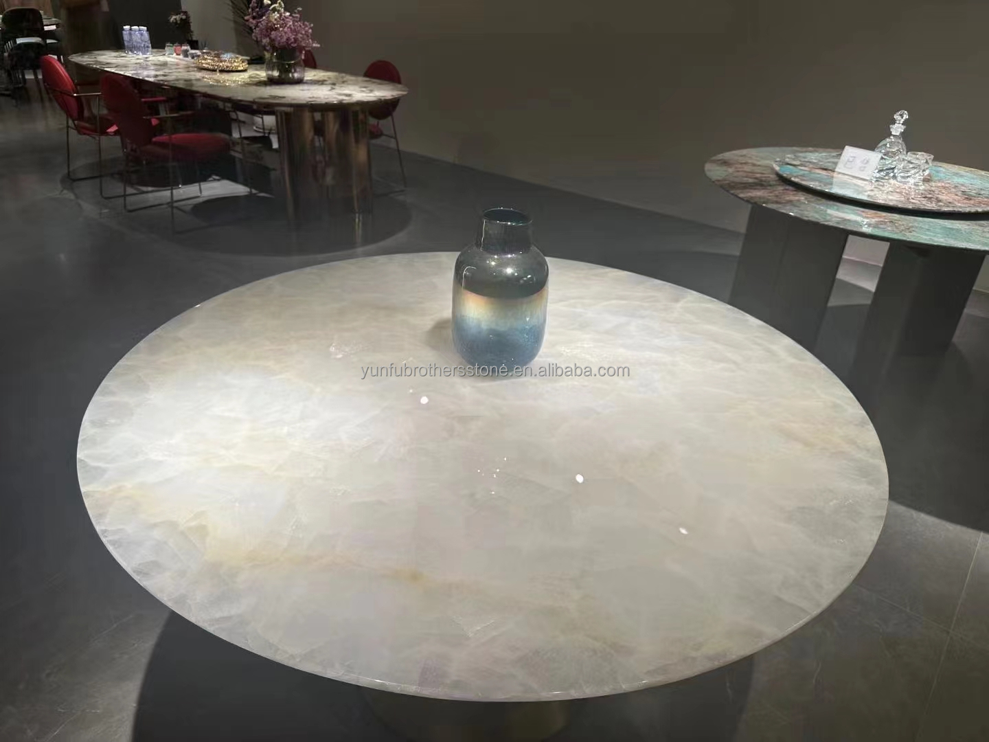 Translucent Cristallo Countertop Onyx Marble Table in Modern Design for Luxury Dining
