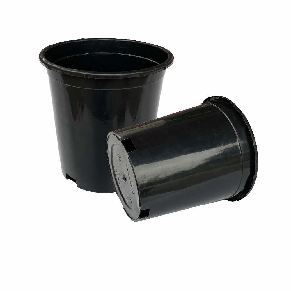 Metal Shiny Plastic Flower Pot with Saucer Together Chinese Style