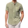 Buy cheap Slim Fit Men Cotton T Shirts Standing Collar Cotton Linen Shirt from wholesalers