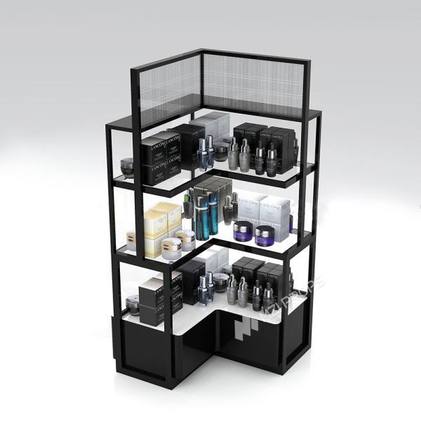 Buy cheap Black Spray Painting Display Corner Cabinet Cosmetic Store Design For Skincare Shop Interior And Beauty Store Decoration from wholesalers