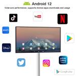 21.5 Inch White Smart Movable TV Screen Android 12 Portable HDTV USB Touch