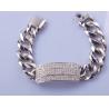 Buy cheap 25.7gram Stones Crystals 925 Sterling Silver Bangles Pearl Shape Men's Bracelet Unisex Styles Link Chain from wholesalers