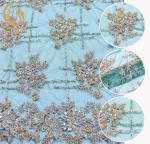 Handmade Custom Beaded Embroidery Lace Fabric Symmetrical Design