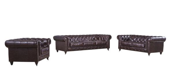Buy cheap 100% Full Vintage Soft Leather Sofa Solid Wood Frame With Deep Leather Buttons from wholesalers