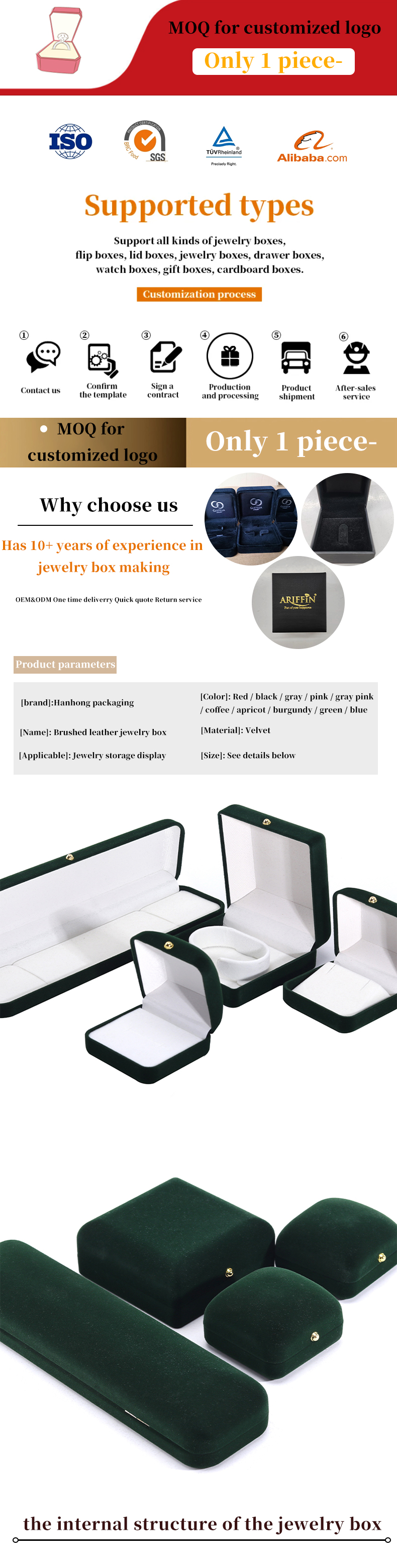 Wholesale Manufacturing Luxury handmade Jewellery Box packaging Personalized Custom logo high end Dark green Necklace Bracelet Earrings Ring Packaging