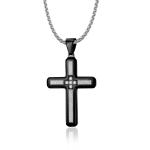Stainless Steel Link Chain Necklace for Men Fashion Cross Pendant Blue Gold and