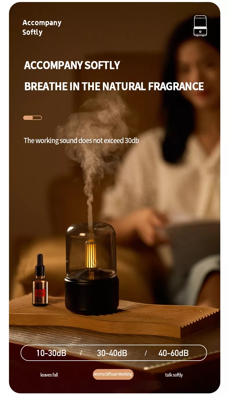 H2o Spray Mist Maker Fogger Aroma Diffuser Essential Oil Car Air Humidifier Mini Atmosphere Simulation Candle Light Humidifier