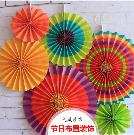 Buy cheap Festive festive supplies paper fan flower set home party wedding decoration decoration 6 sets of paper fan flowers. from wholesalers
