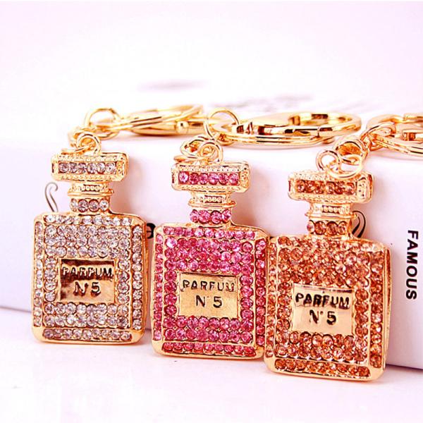 Buy cheap Perfume Bottle Key Chain Ornaments Diamond Studded Irregular Shape from wholesalers