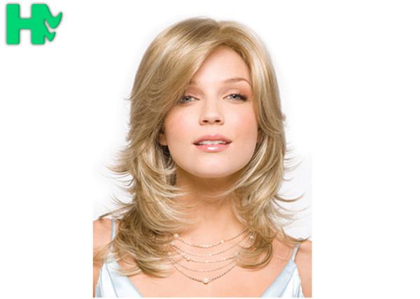 Buy cheap 16 Inch Clip In Hair Extensions Natural Hairline Full Lace Wigs Light Blonde from wholesalers