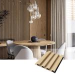 Crack Resistance Grille Cladding Wpc Fluted Wall Panels Wood Grain 177*21.5mm