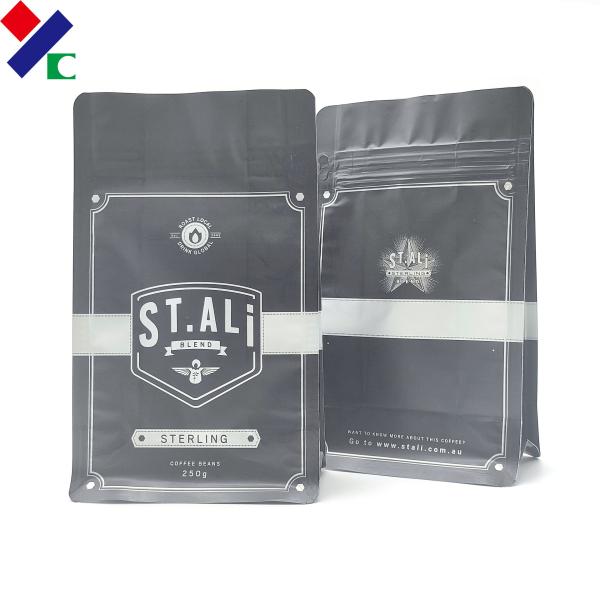 Buy cheap 250g Front Zipper Black Kraft Paper Coffee Bean Packaging Bag from wholesalers