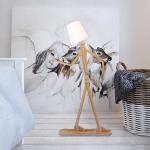 Nordic Wood Fabric Stand Light For Living Room Bedroom Study Art Deco Living