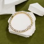 18k Gold Plated Full Diamond Bracelet 925 Sterling Silver Pink White Heart