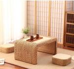 The Cane Makes Up Tea Table Natural Straw Woven Floor Table