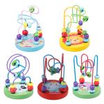 Montessori Wooden Toys for Kid Wooden Circles Bead Wire Maze Roller Coaster