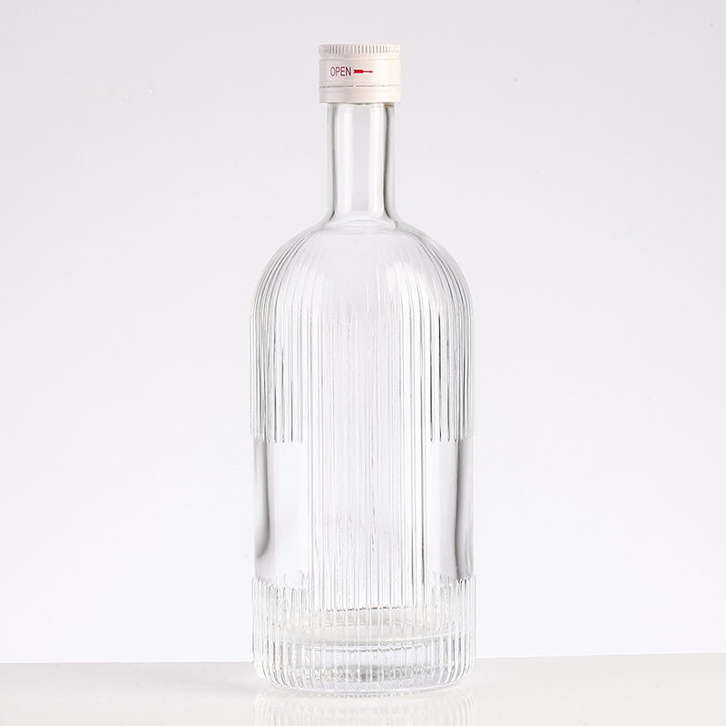 Clear Glass Collar Material 700ml/750ml/1000ml Beverage Liquor Round Empty Rum Bottle